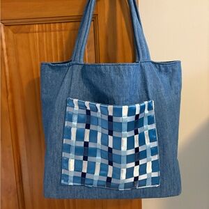 Tote Bag w/ Ribbon Weaved Pocket